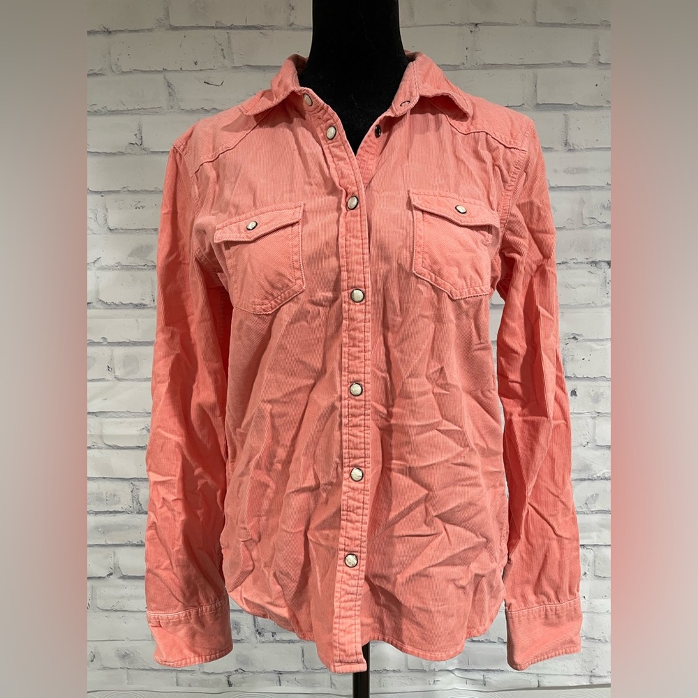 EUC American Eagle Women’s Medium Corduroy Soft Coral Button Up Jacket